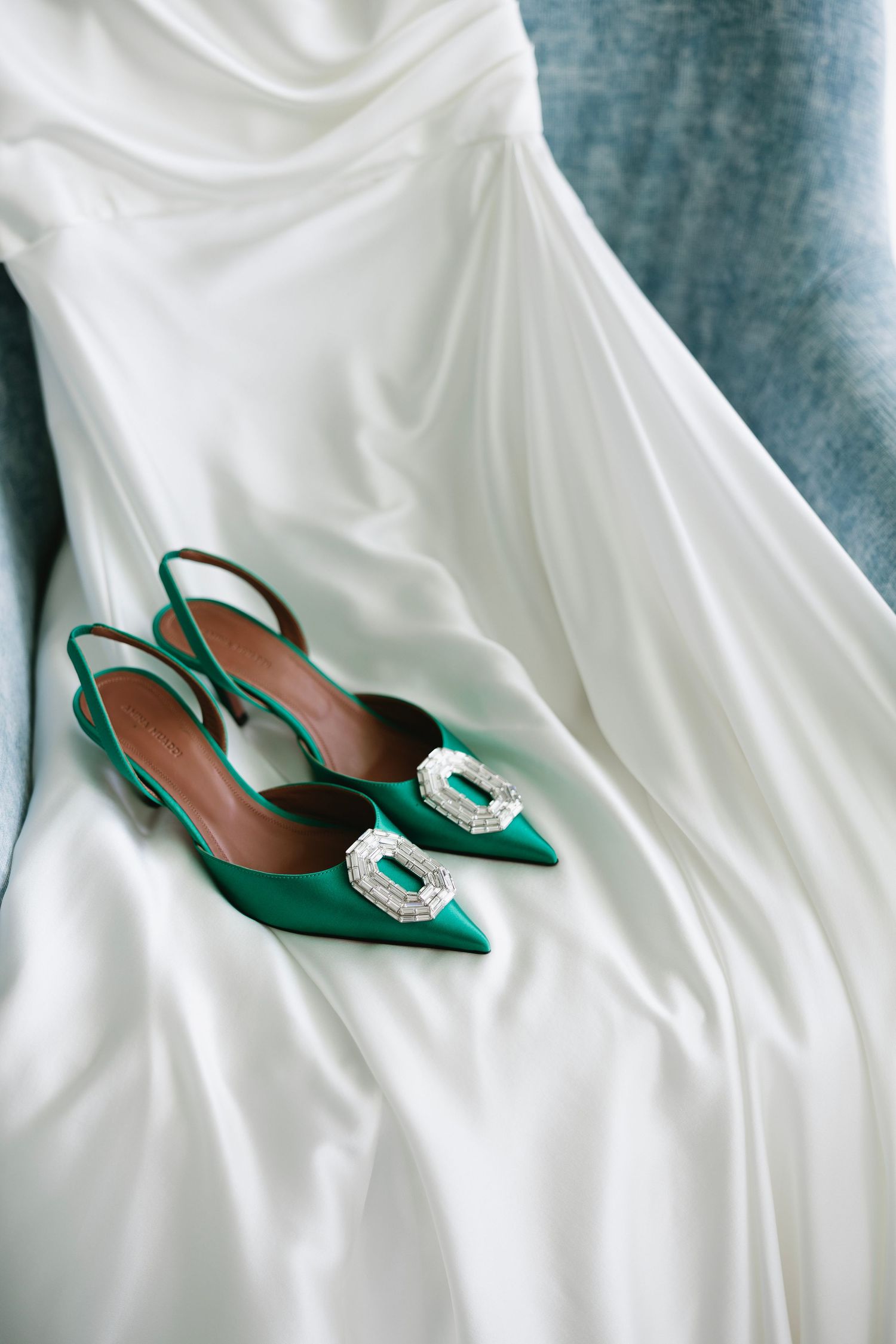 Elegant bridal shoes photographed for wedding details