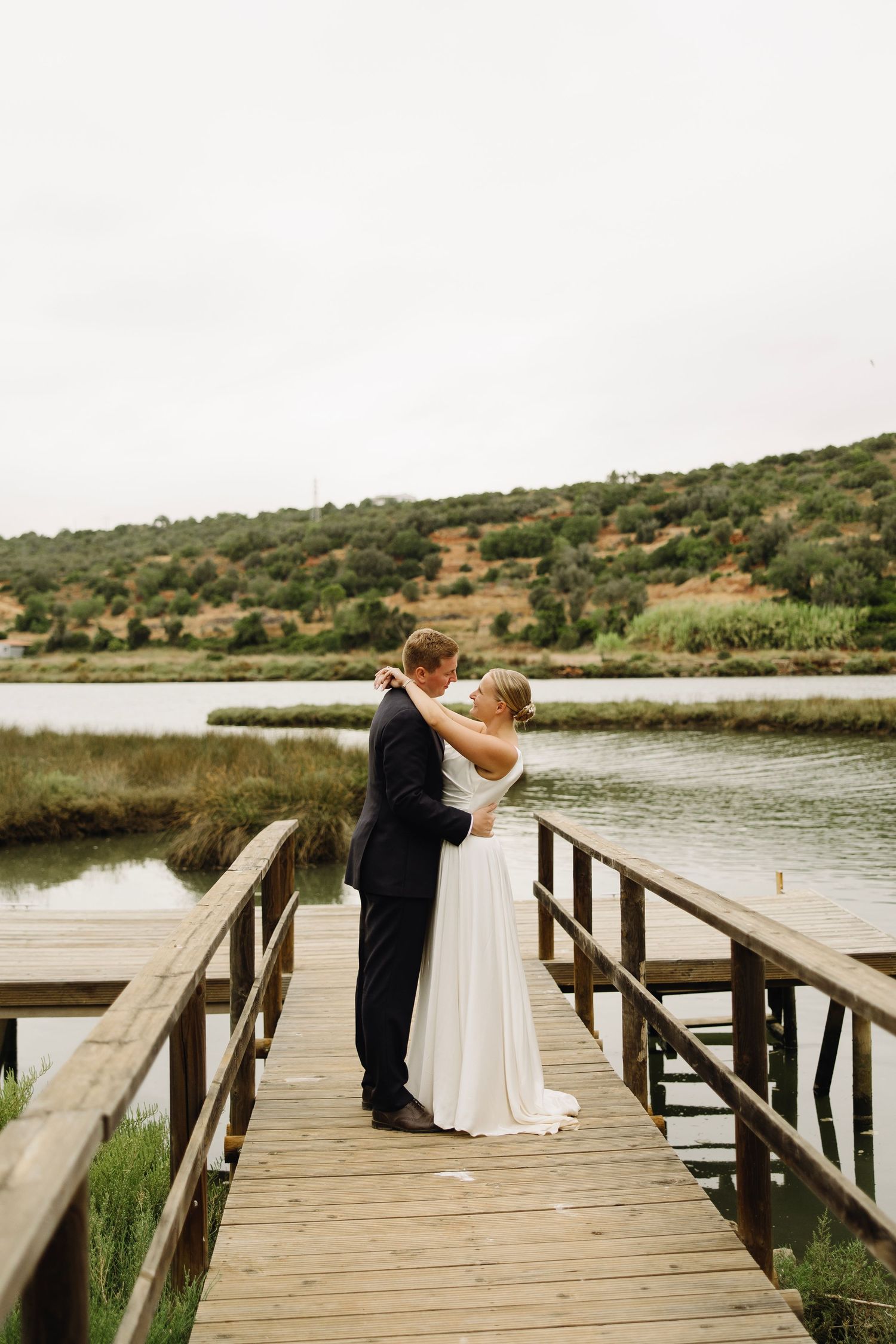 Romantic couple by the lake in Portugal