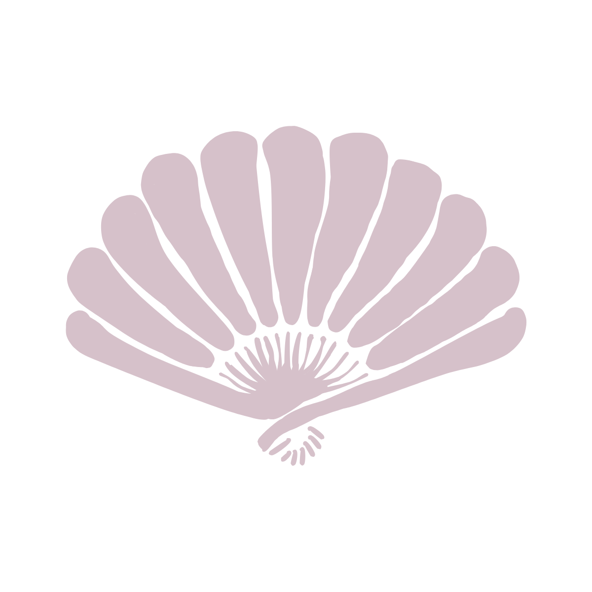 With Love by AQ Logo. Decorative pink floral fan shape against white background.