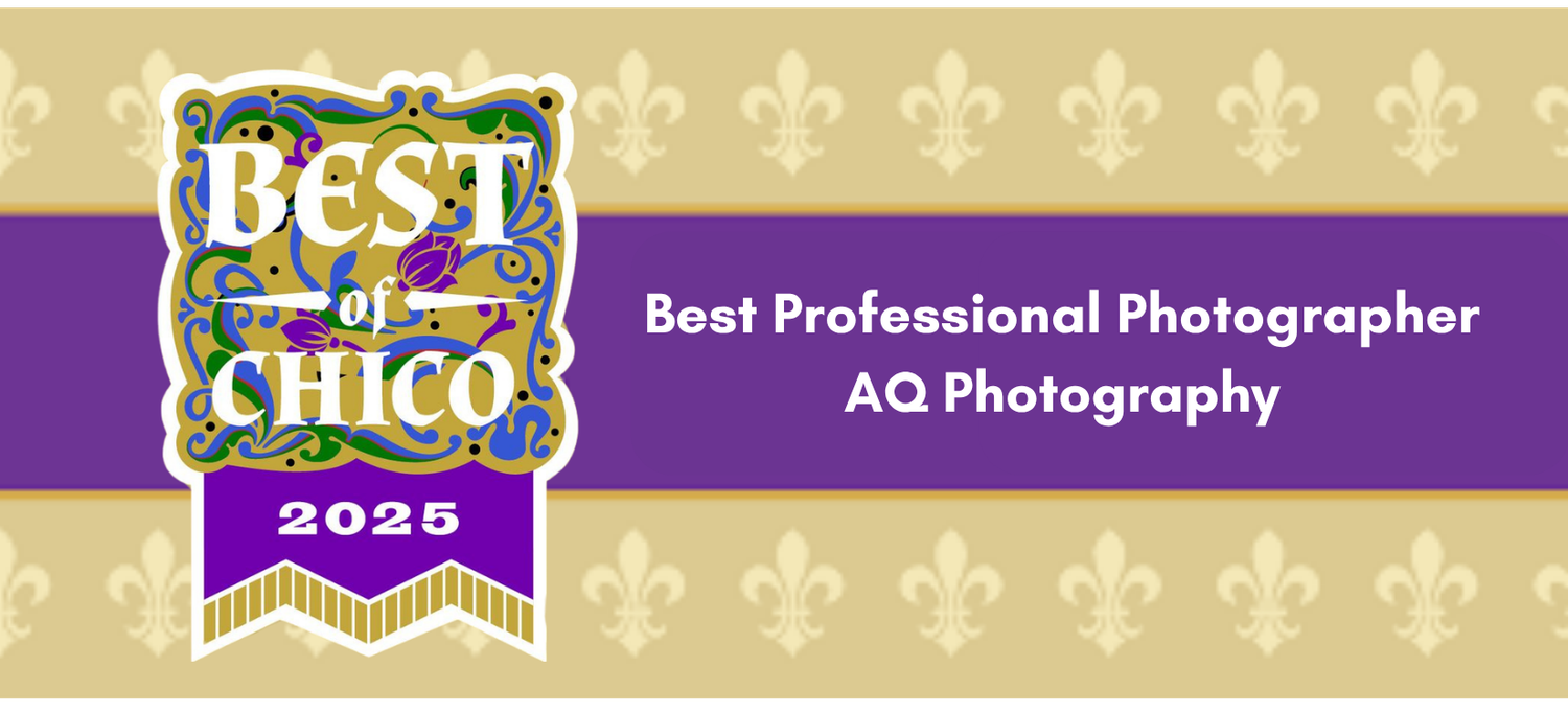 Best of Chico 2025 award banner recognizing AQ Photography as Best Professional Photographer.