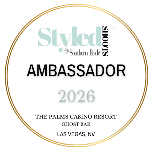 Styled Shoots by Southern Bride Ambassador 2026 badge for The Palms Casino Resort Ghost Bar in Las Vegas, NV.