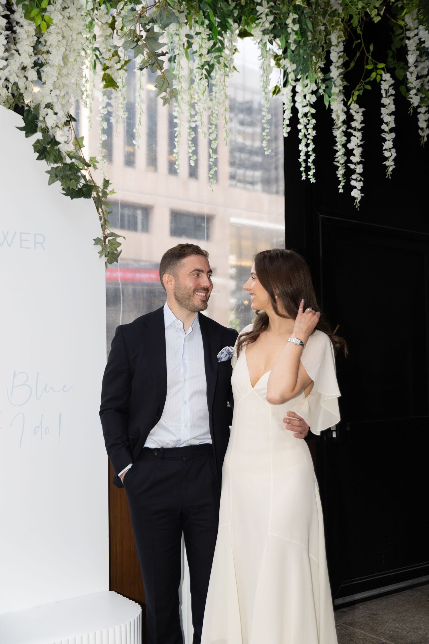Photo of two fiances at bridal shower.