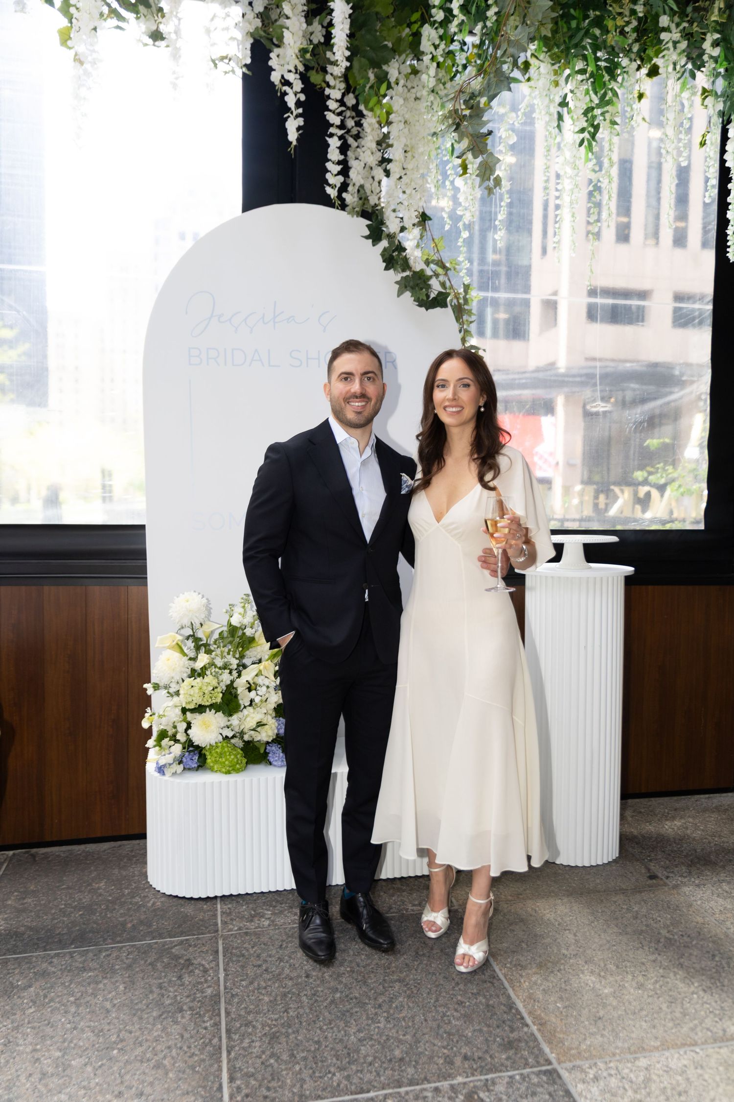 Photo of two fiances at bridal shower.
