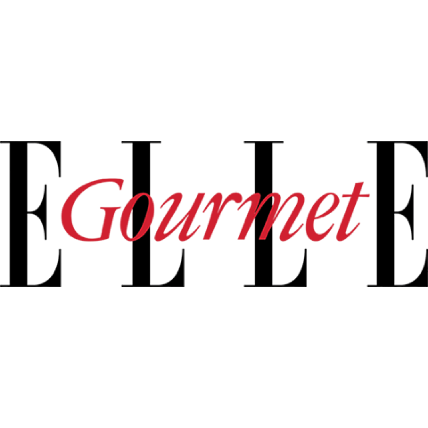 ELLE Gourmet magazine logo with bold black letters and red cursive Gourmet text on white background.
