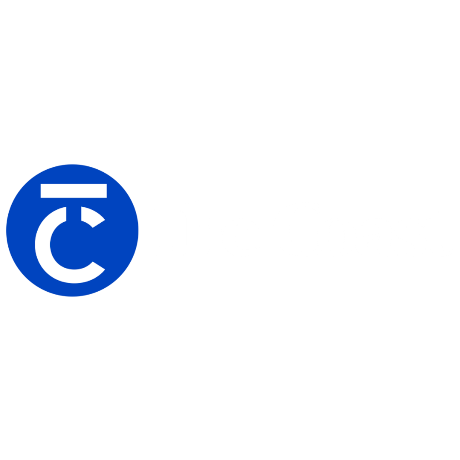 Blue circular logo featuring a stylized letter C with a horizontal bar, representing a modern brand identity.