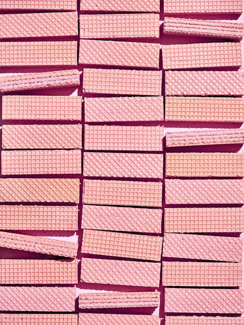 Pink food photography - pink wafers