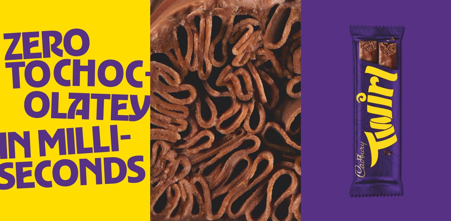 Cadbury Twirl OOH product photography - Zero to chocolately - advertising photography - Nancy Anne - product photographer London
