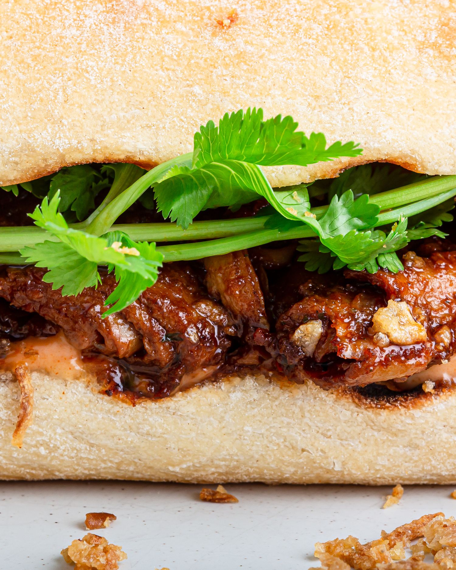 Banh mi sandwich macro food photography - food and drink photography - Nancy Anne - creative commercial food photographer