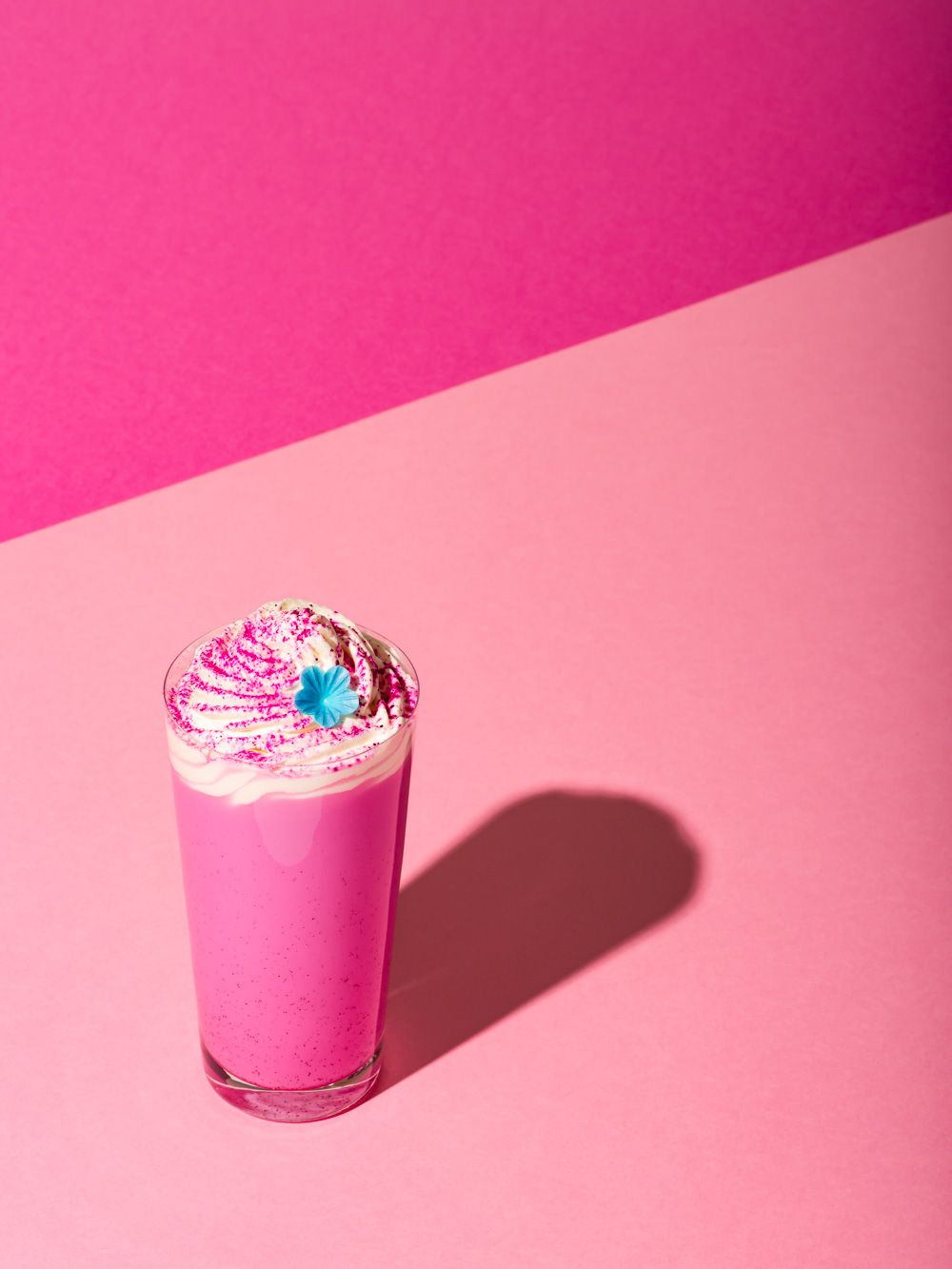Pink food photography - dragon fruit milkshake
