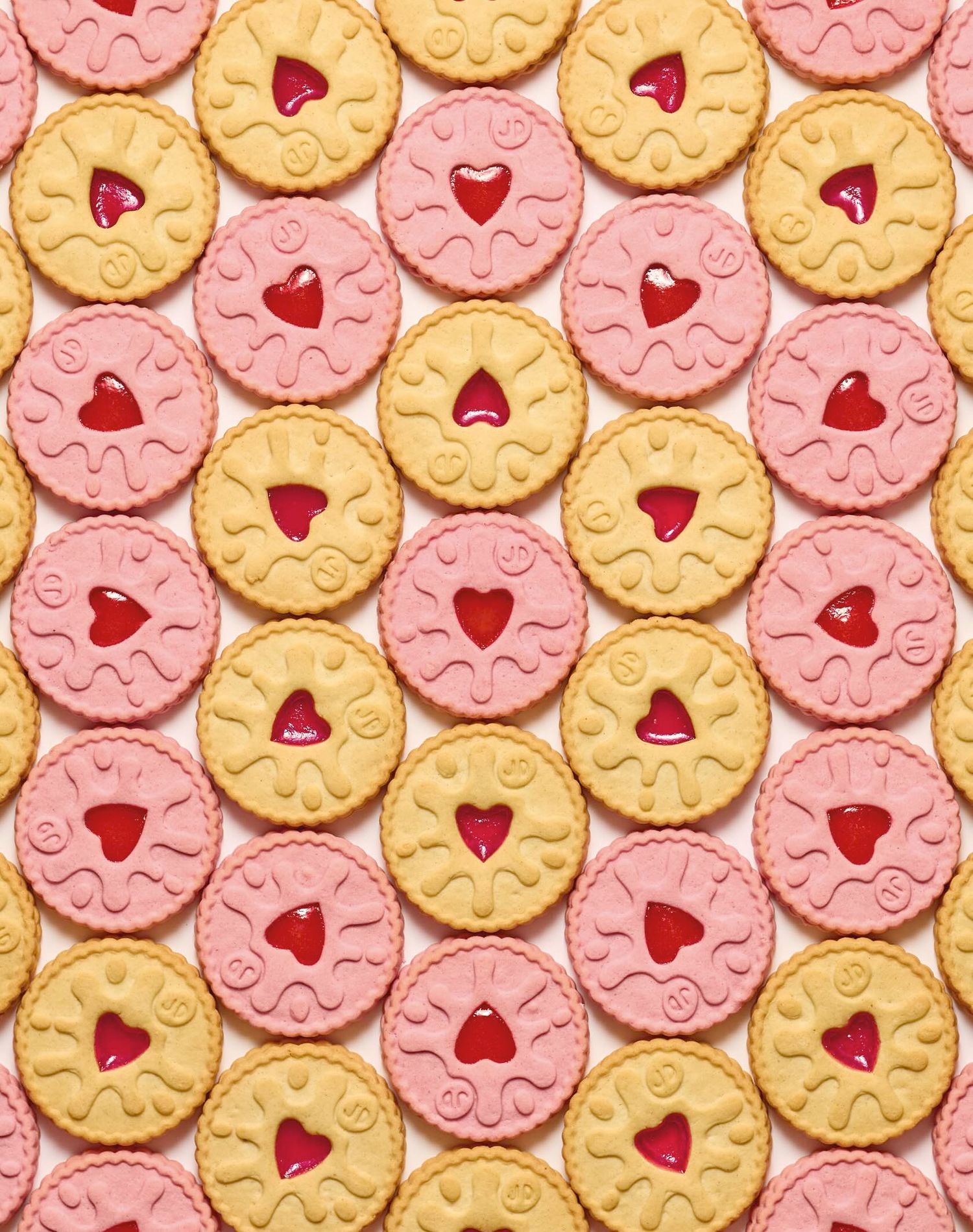 Jammie Dodgers inner page of food photography zine by Nancy Anne. Creative food and drink photography in a full colour print zine.