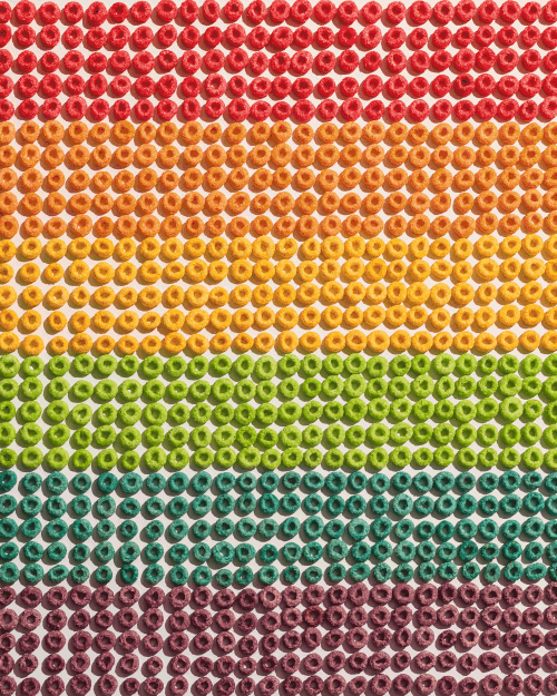 Creative, graphic breakfast cereal photography - rainbow cereal gif
