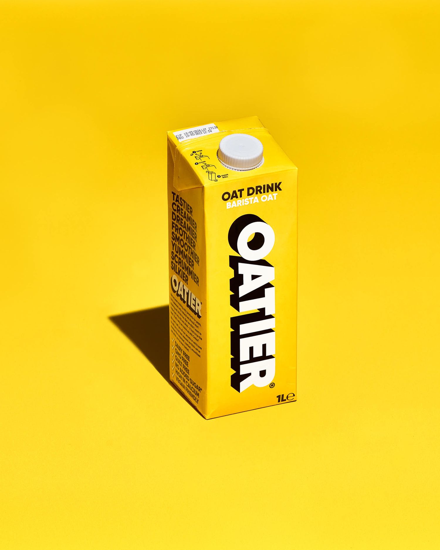 Oatier oat milk product photography - drink brand photography - Nancy Anne - energetic, dynamic product photographer - plant-based photos