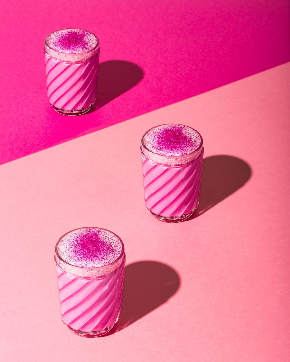 Pink dragon fruit latte pop art - Barbie food photography - pink food and drink photography - Nancy Anne Photography