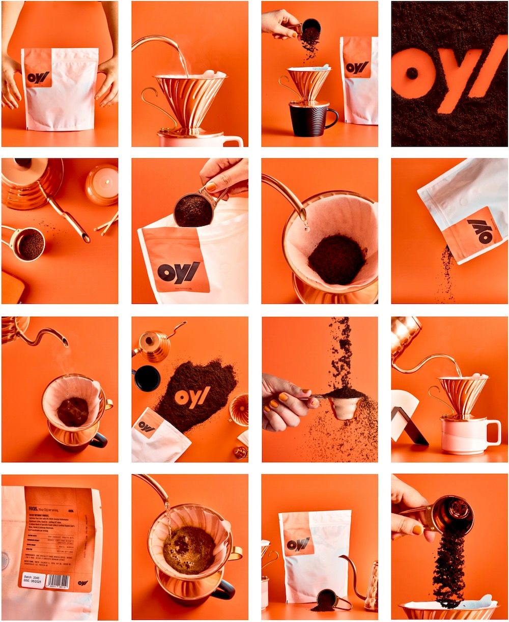 Colourful product photography case study - OYL focus mushroom coffee drink - colourful product photographer - Nancy Anne