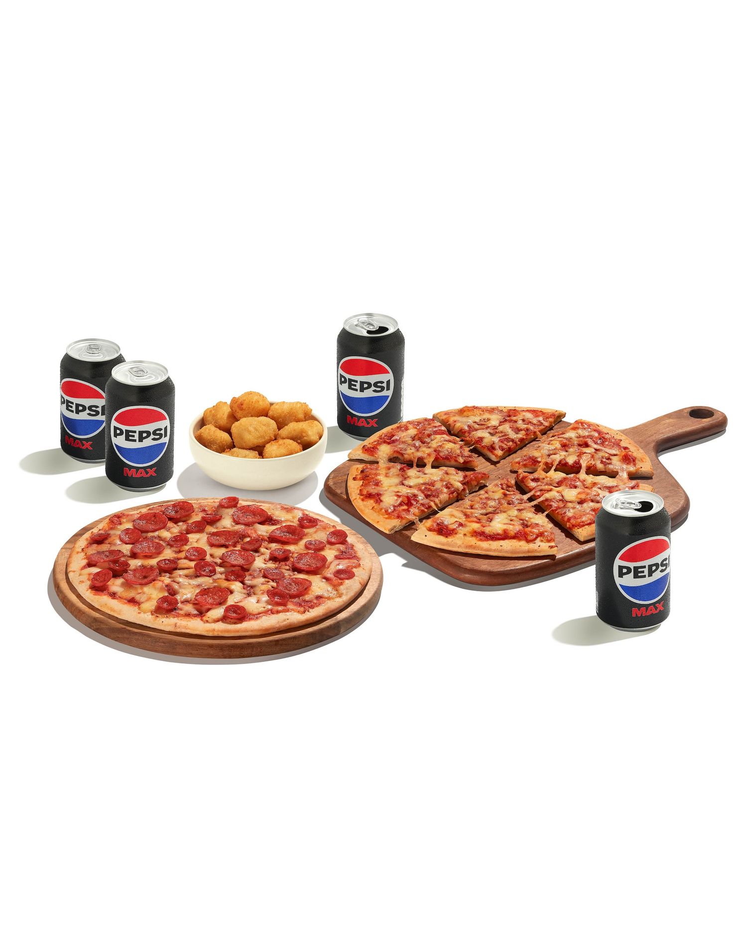 Margarita pizza, pepperoni pizza and Pepsi Max - Coop supermarket meal deal advertising photography - Nancy Anne - food drink photographer
