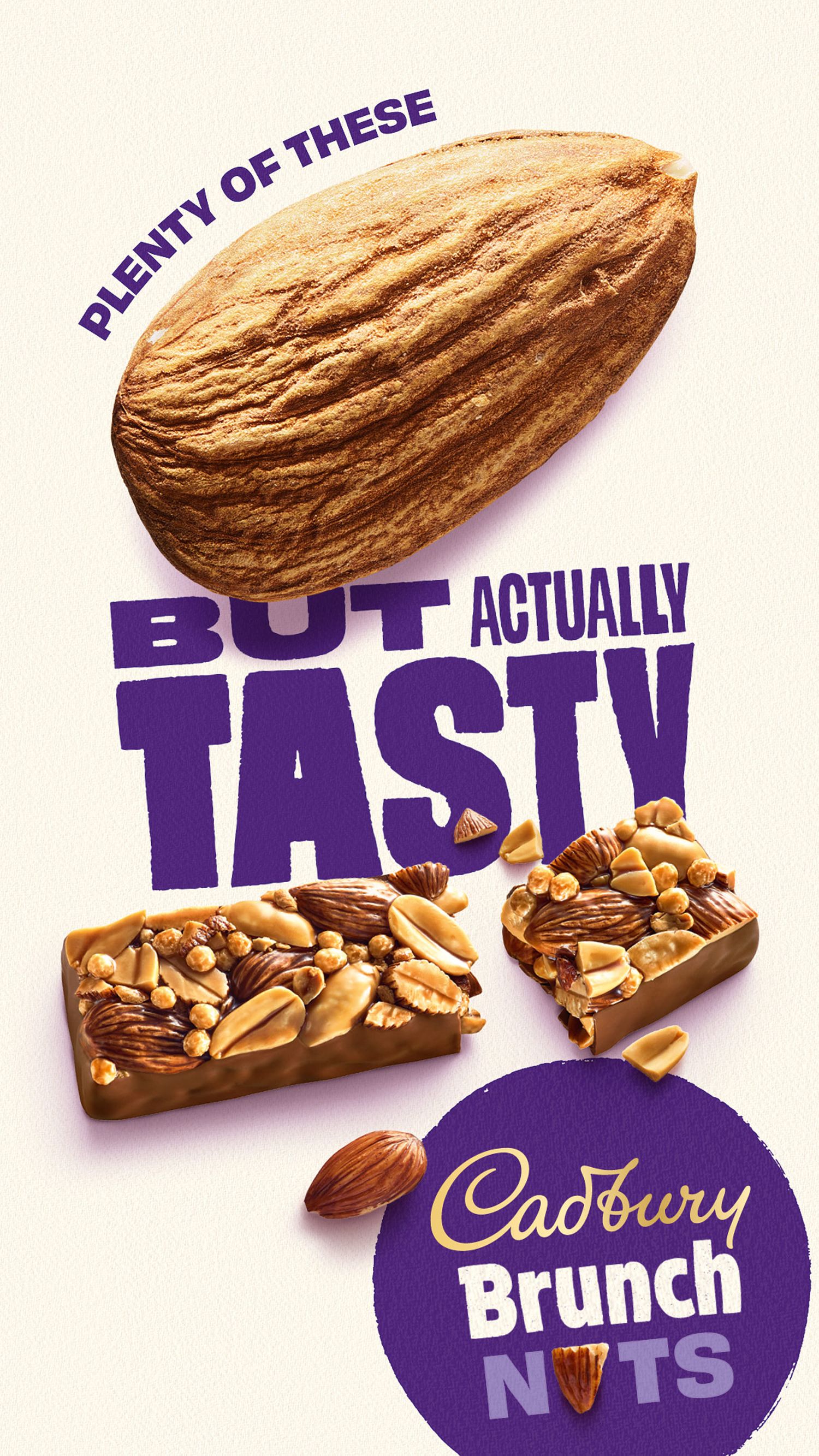 Cadbury advertising commission with macro almond and Cadbury chocolate bar product photography