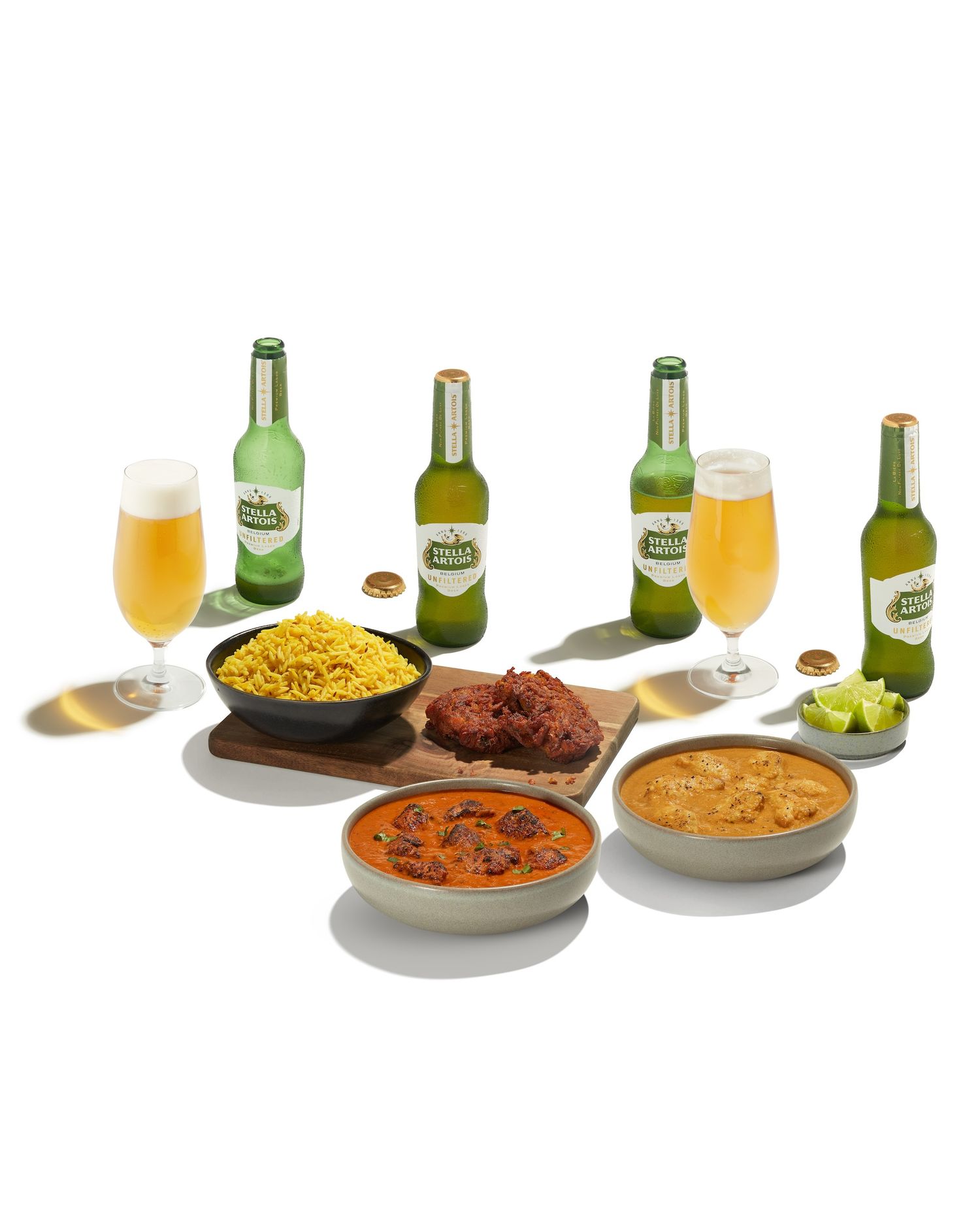Indian meal deal with Stella beer - Coop supermarket advertising photography - Nancy Anne - food and drink photographer