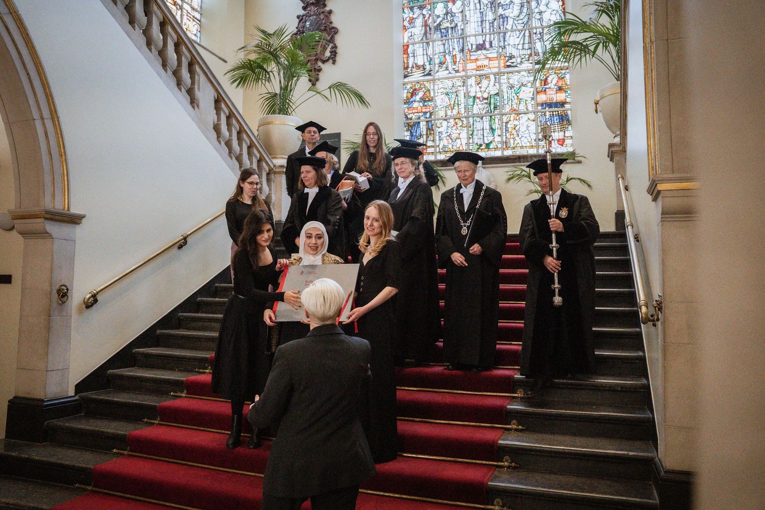 Classic stairs photo PhD ceremony