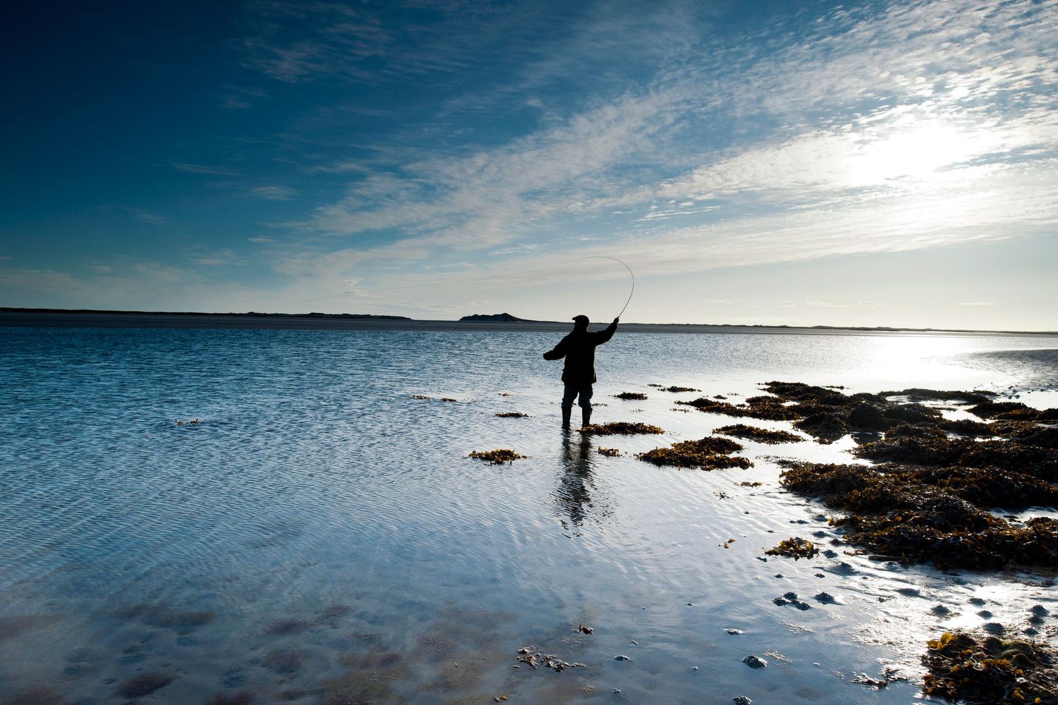 A guest at Langass Lodge Hotel North Uist fly fishing.
Photograph by Danny Elwes