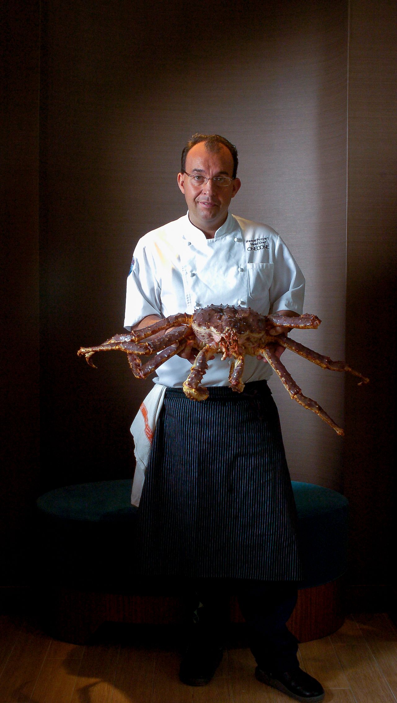 Pascal Proyart Exec Head Chef at One-O-One restaurant at Park Tower Knightsbridge Hotel with Norwegian King Crab
Photograph by Danny Elwes