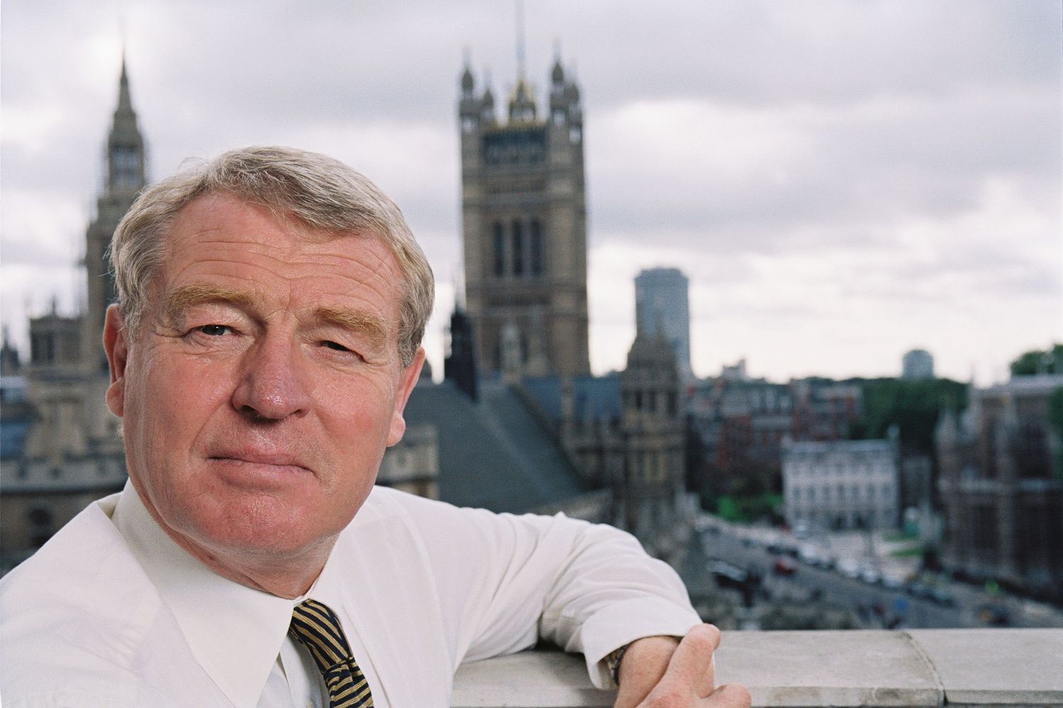 Paddy Ashdown, politician and diplomat, leader of the Lib Dems with Houses of Parliament in background
Photograph by Danny Elwes