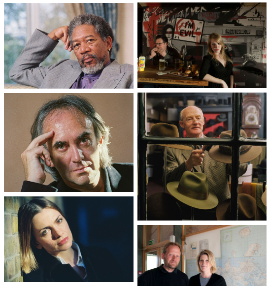 A collection of portrait photographs by Danny Elwes showing the likes of Morgan Freeman, Jonathan Pryce, Simone Lahbib & others