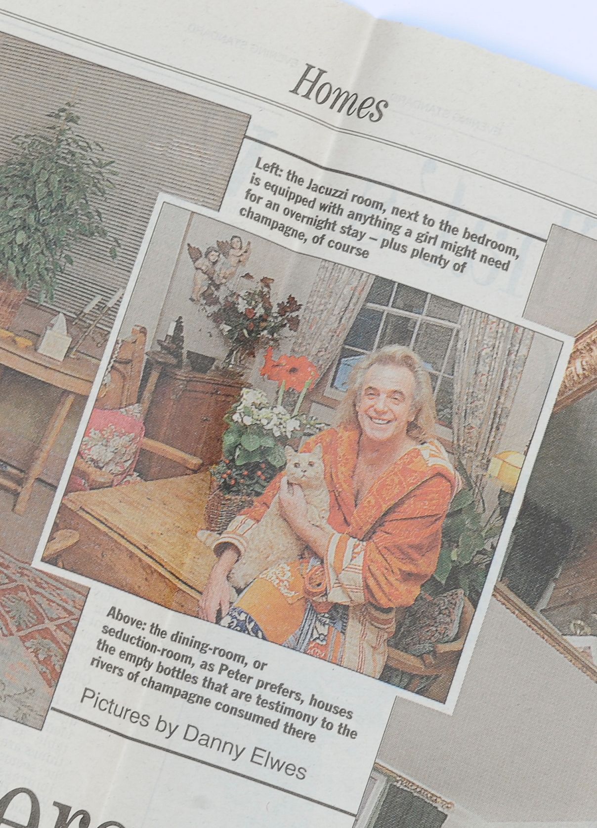 Evening Standard Homes section article about the home of nightclub owner and entrepreneur Peter Stringfellow photographed by Danny Elwes.
