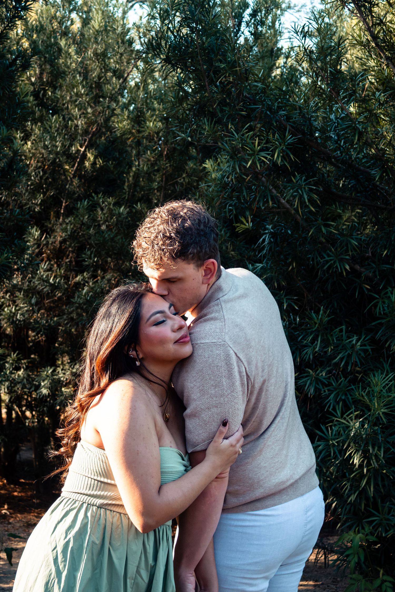 a couple kissing