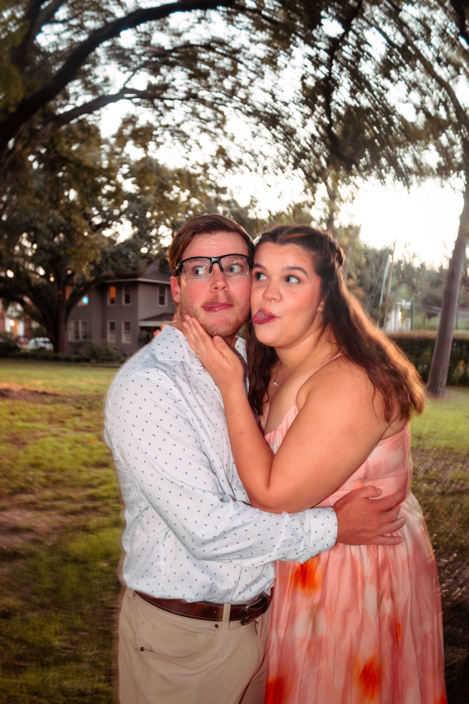 a couple making silly faces