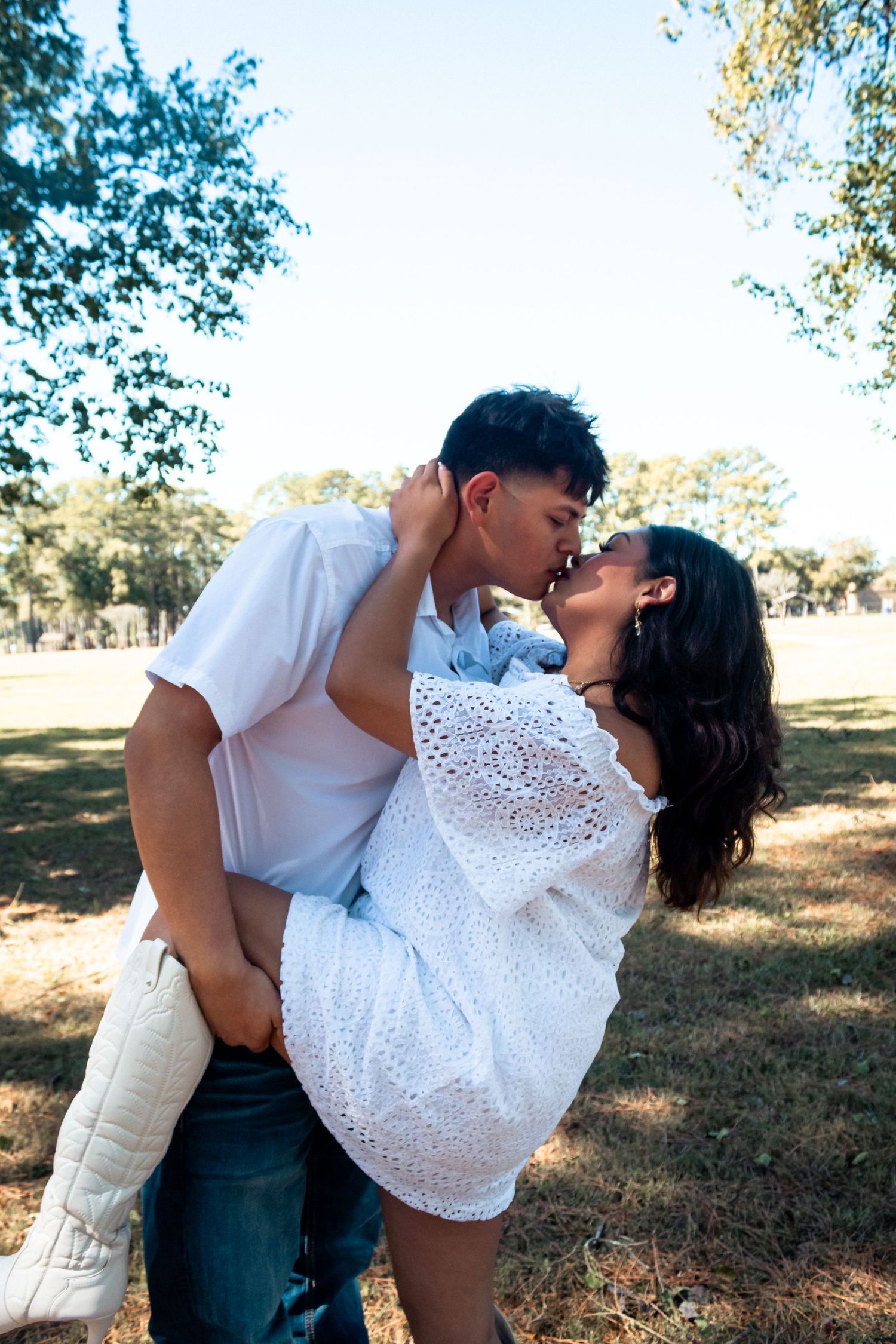 a couple kissing
