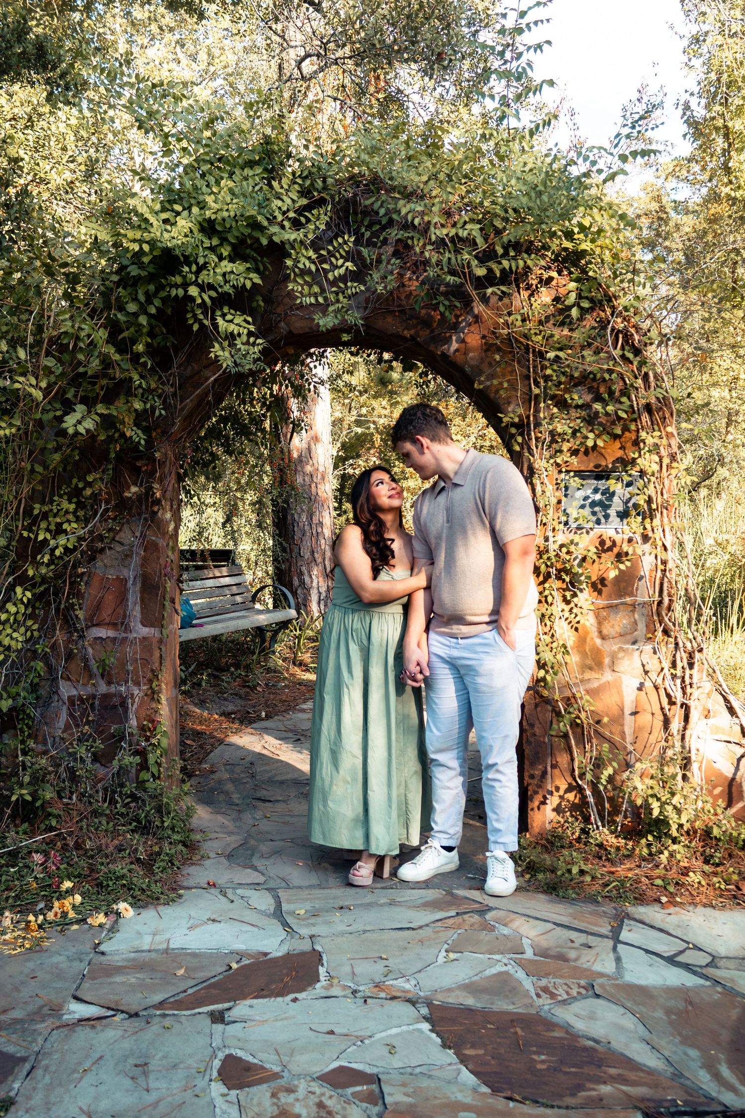a couple under a arch