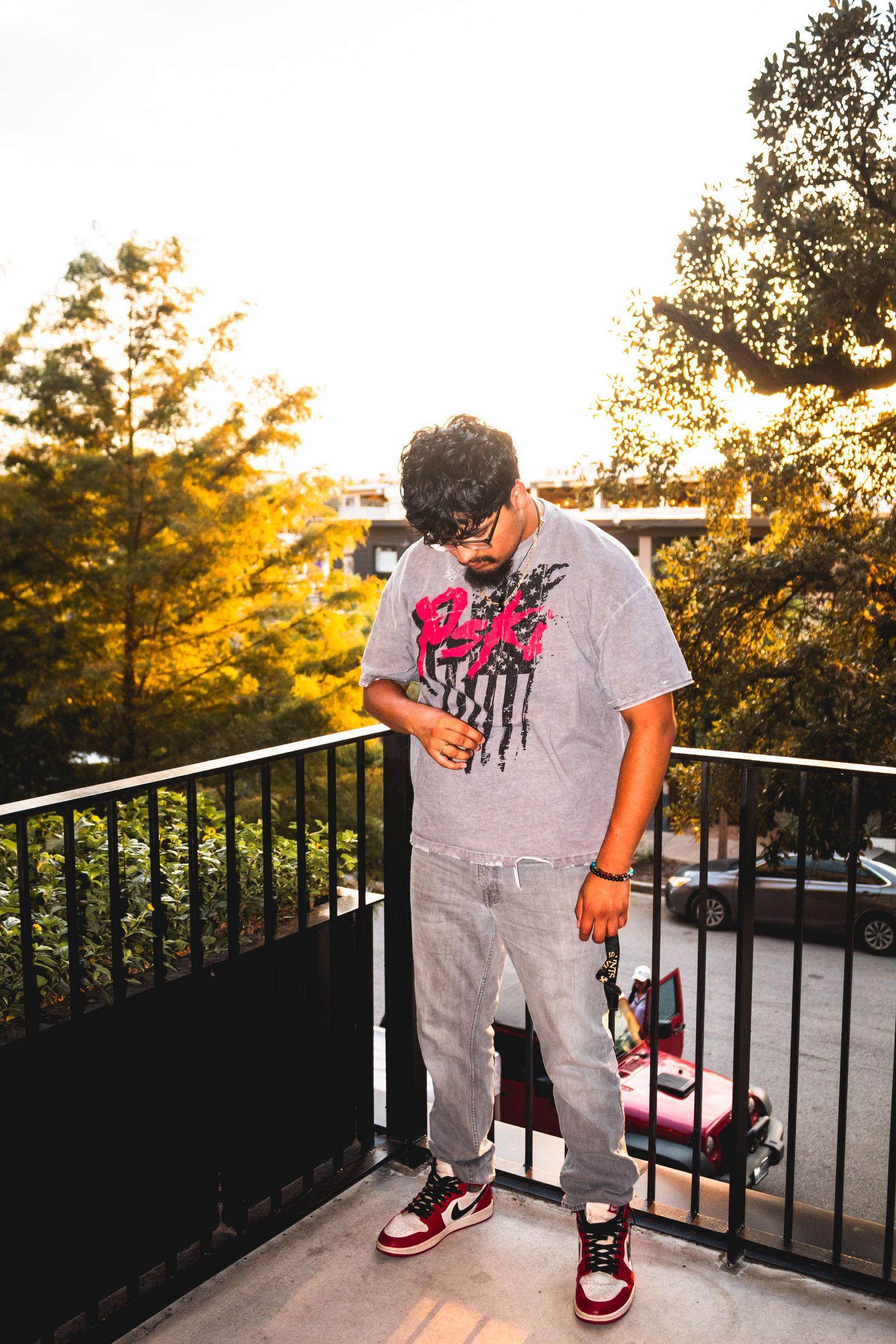 A guy showing off his clothes