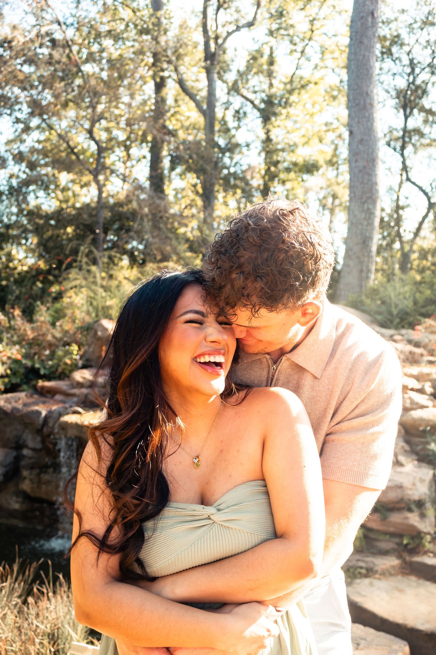 a couple kissing