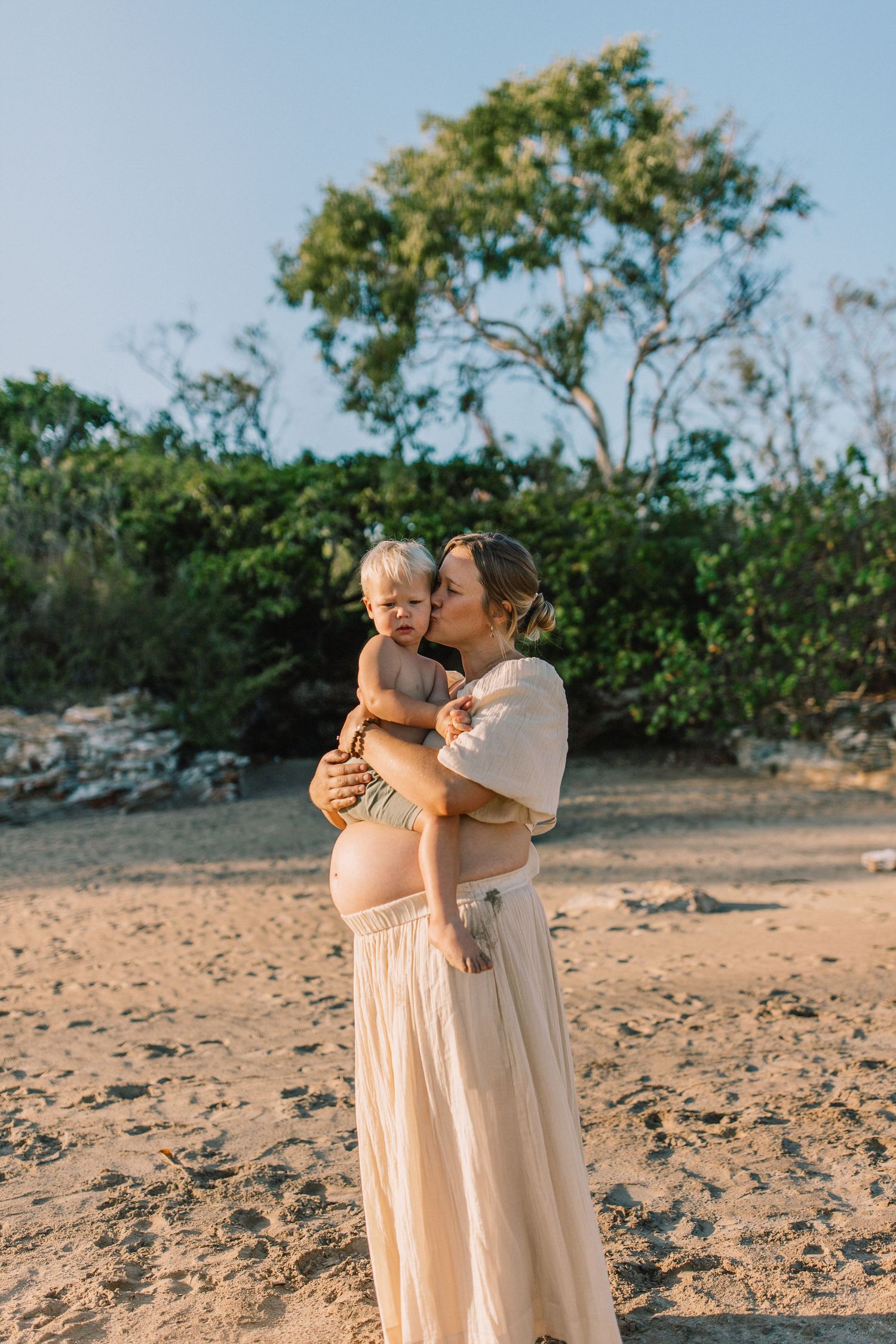 mother and son maternity photo