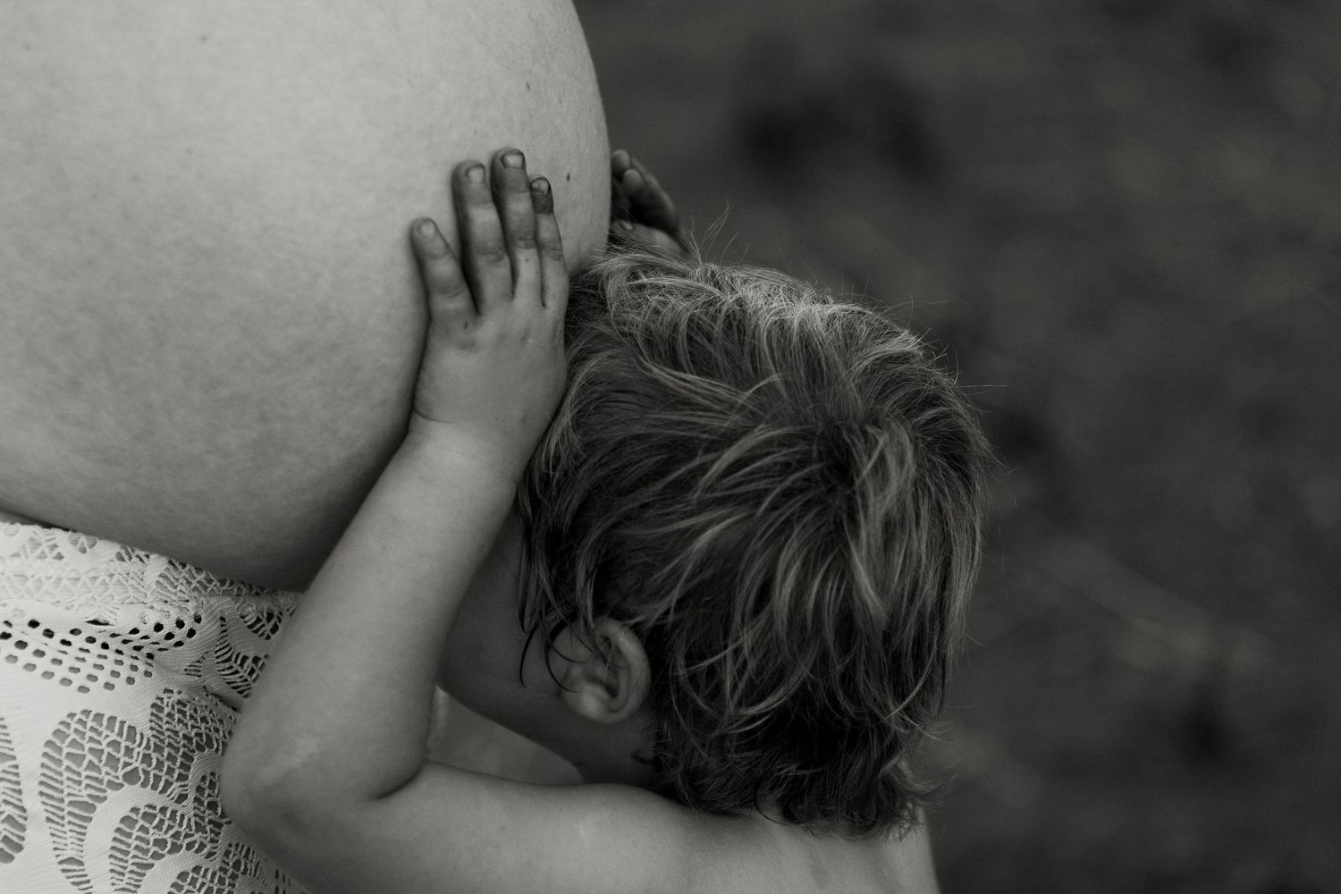 pregnant mother and son