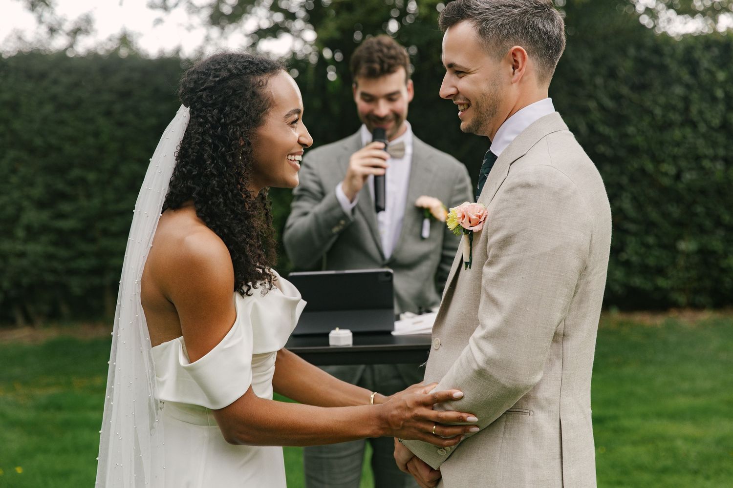 outdoor wedding ceremony couple vows Europe