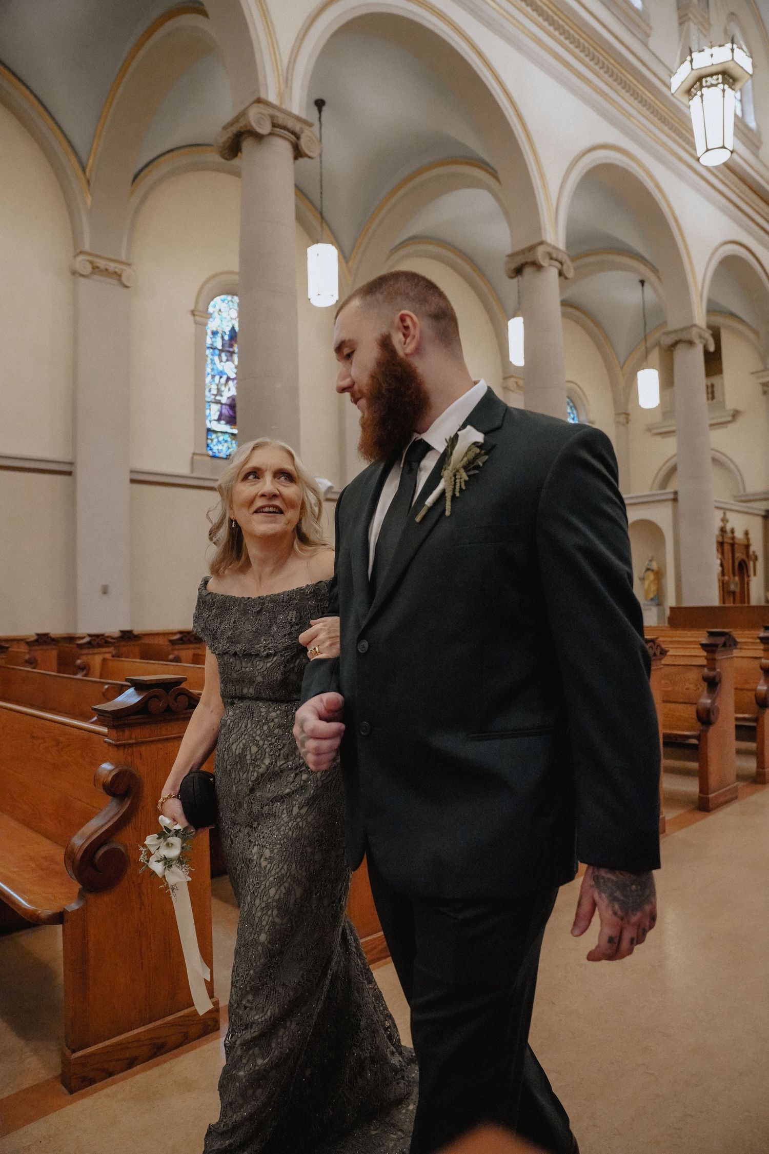 groom walking down the aisle