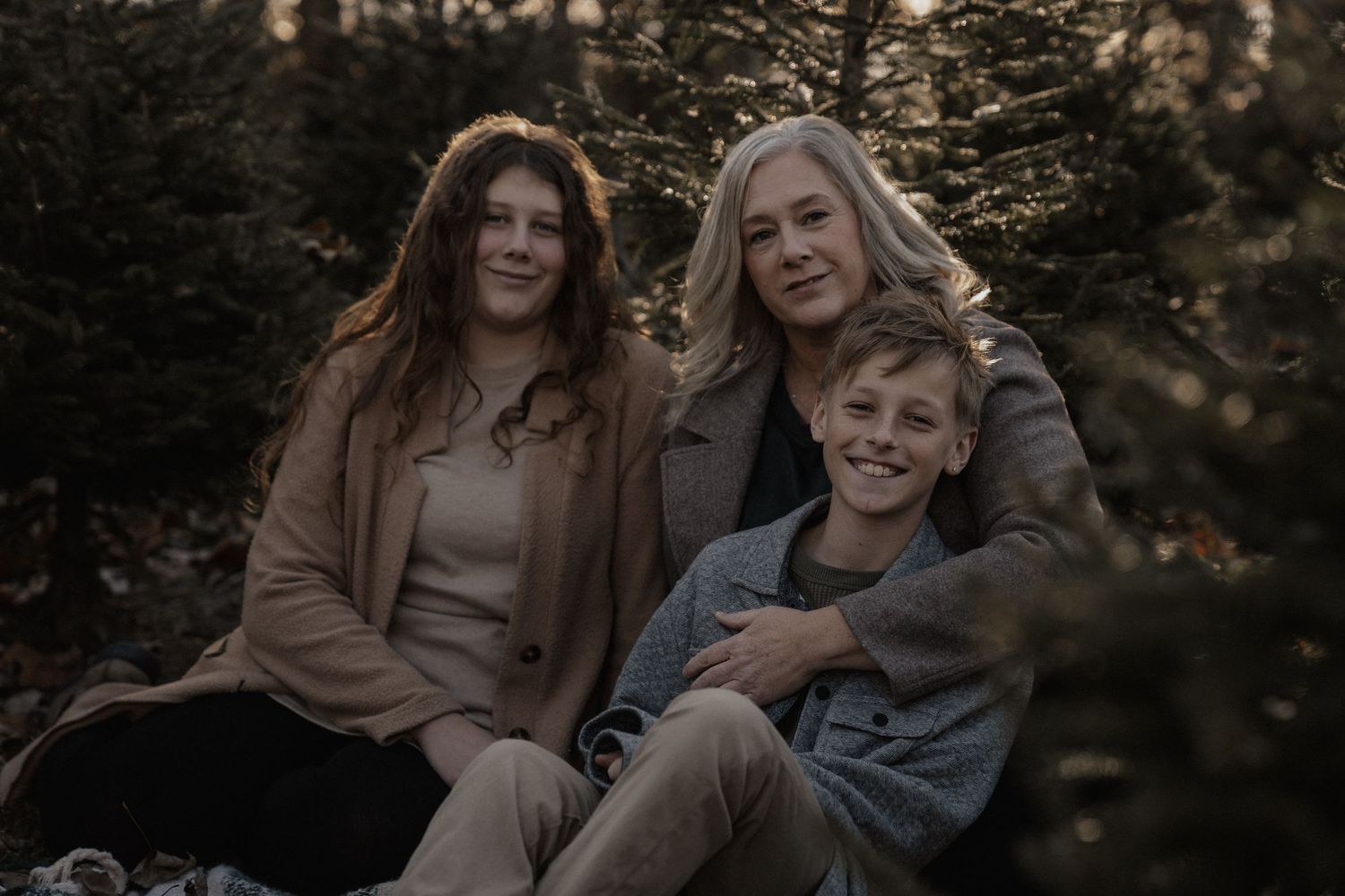 family photo at tree farm