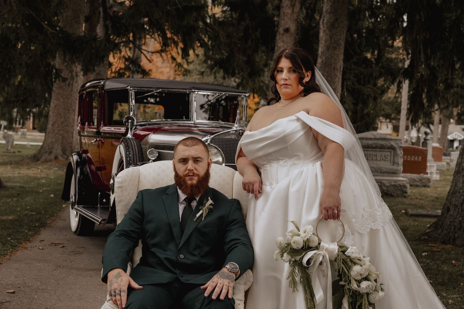 bride and groom serious photo