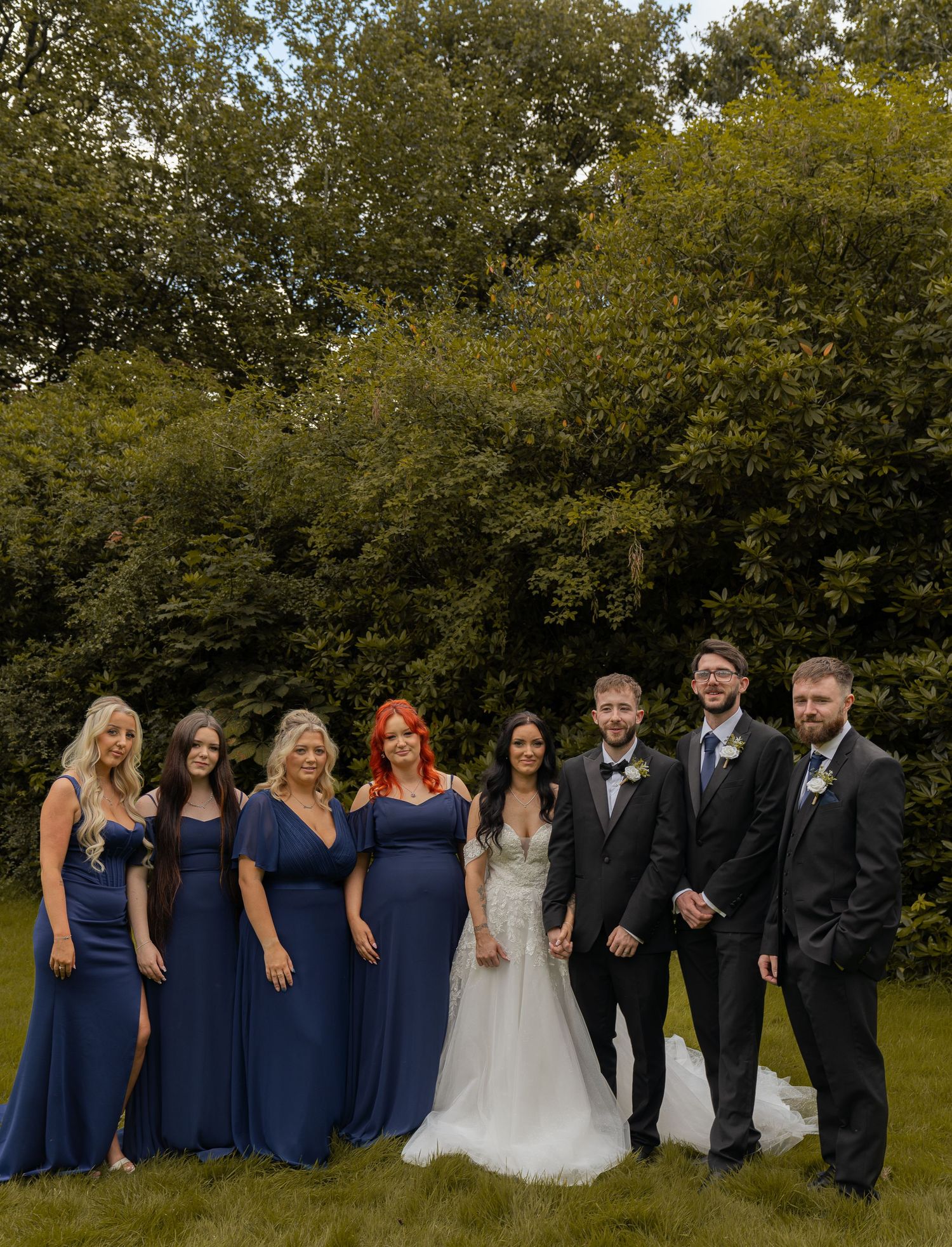 wedding party smiling