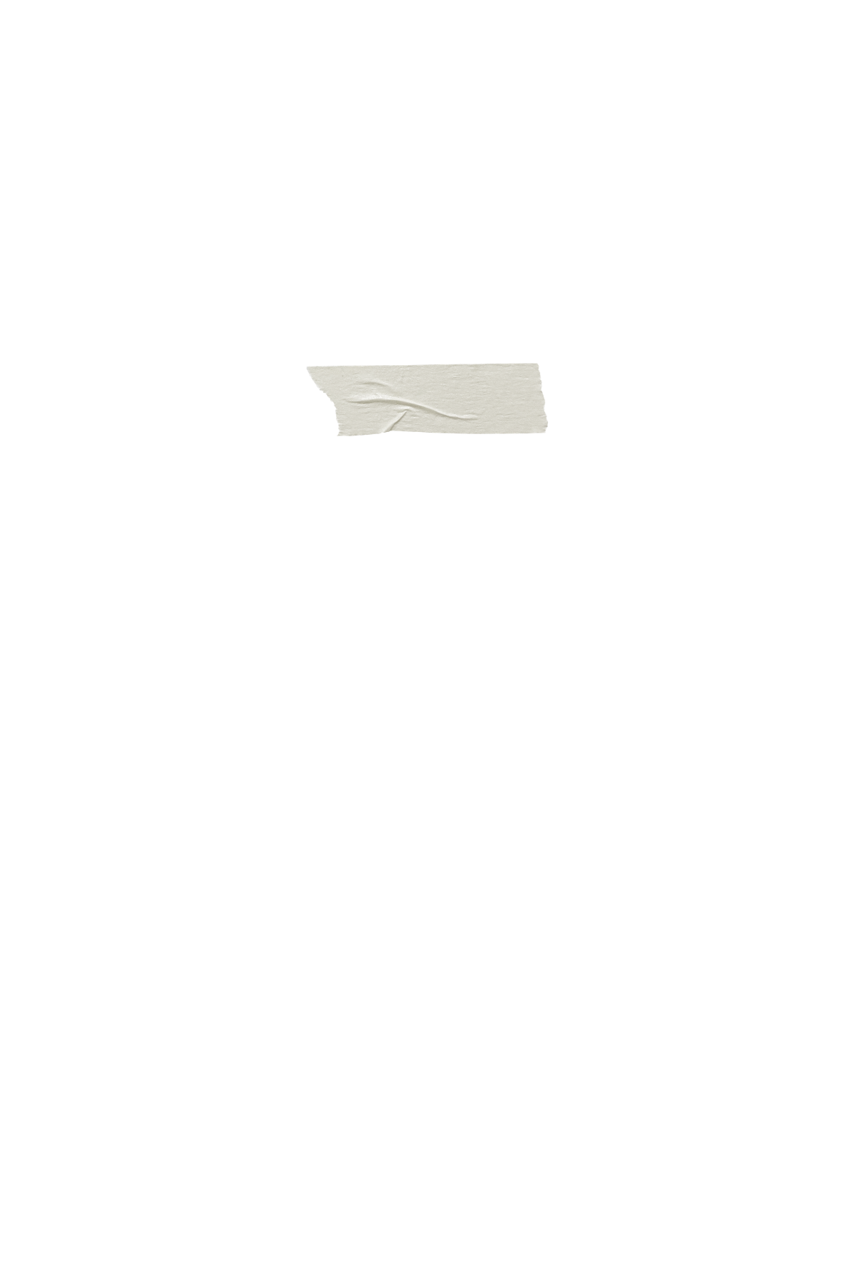 A small piece of wrinkled tape centered on a plain white background.