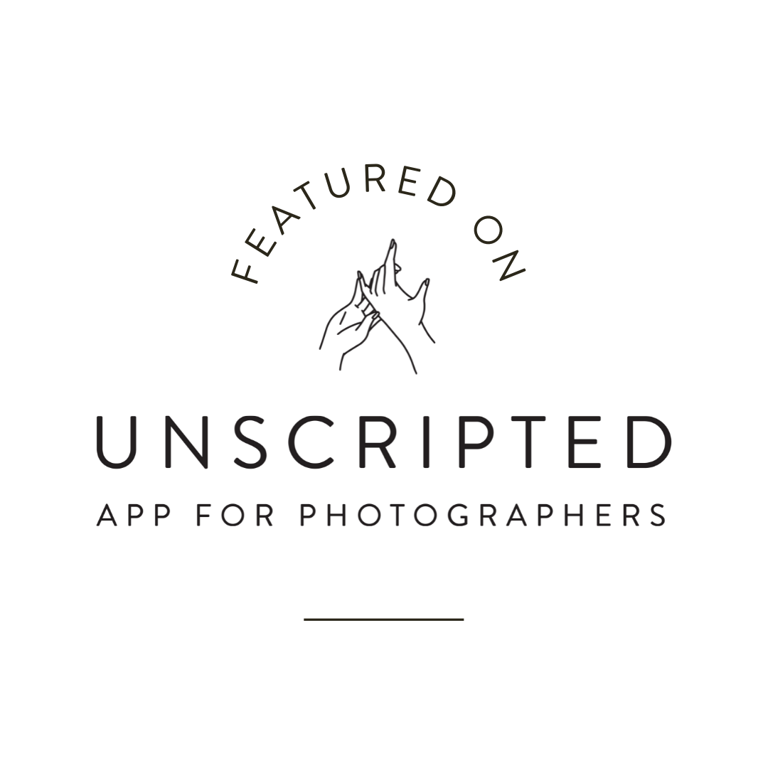 Modern branding design for a photography app with clean typography and minimal aesthetic.