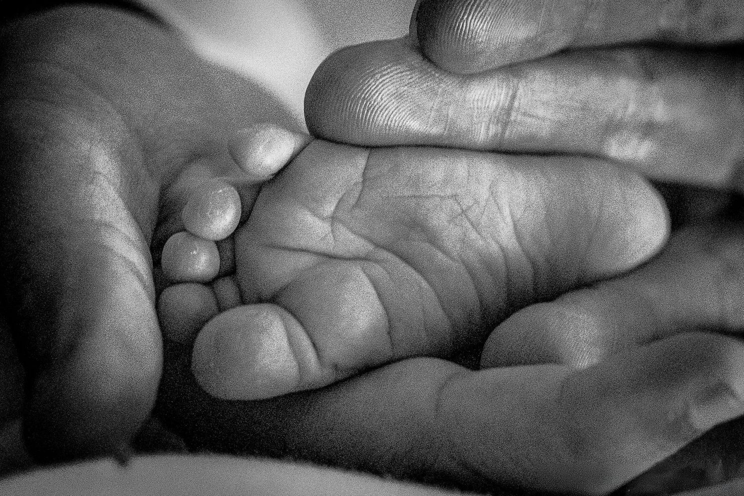 pied bébé photo de famille noir et blanc