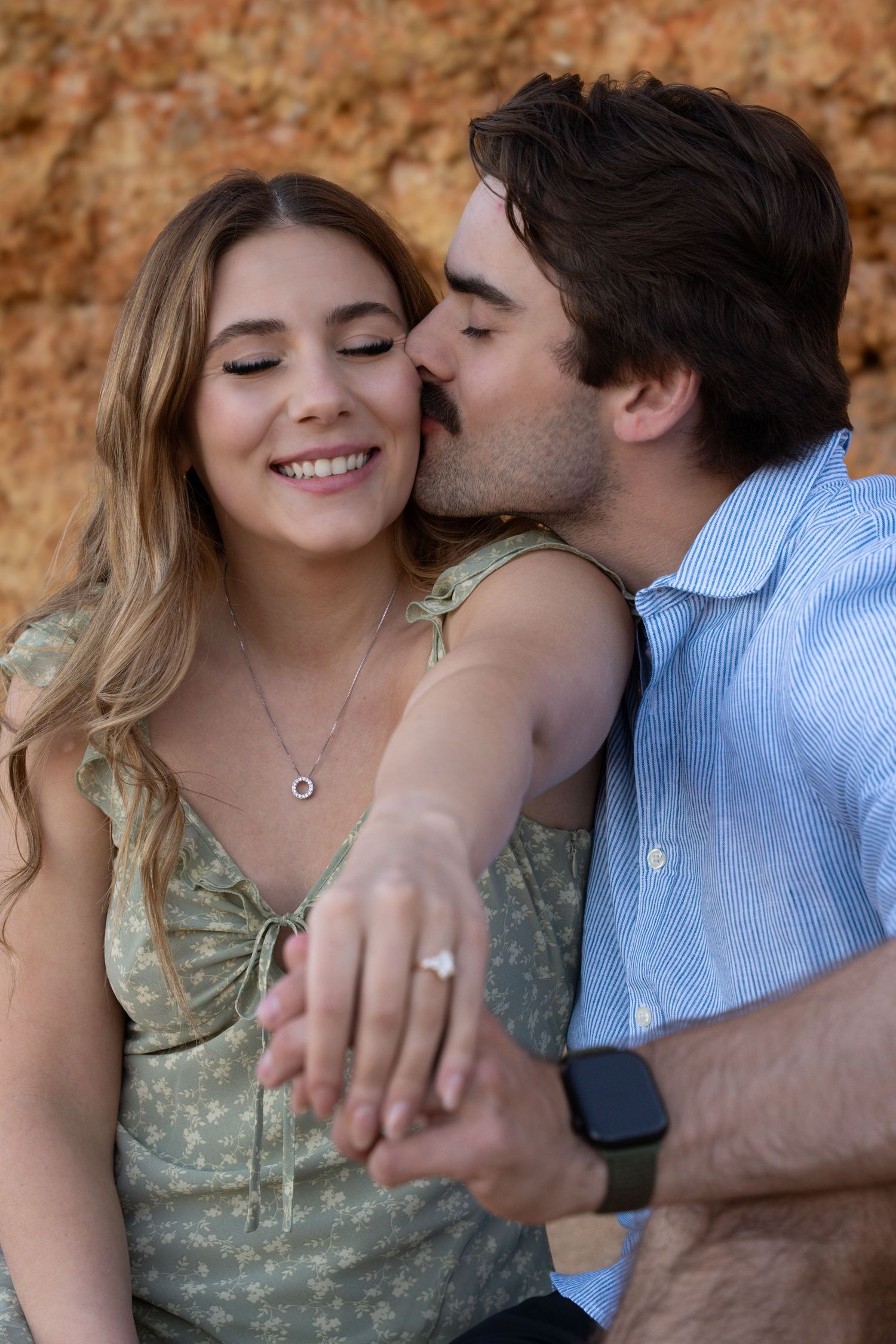 Hands with rings, just engaged in Lagos Algarve Portugal