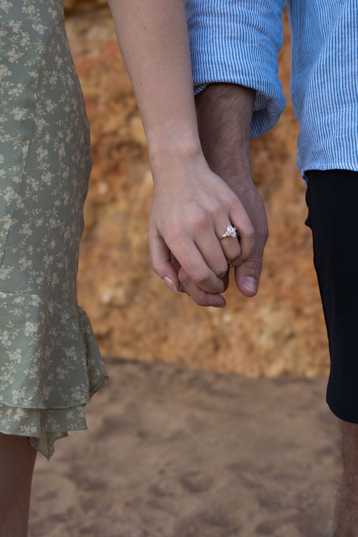 Hands with rings, just engaged in Lagos Algarve Portugal