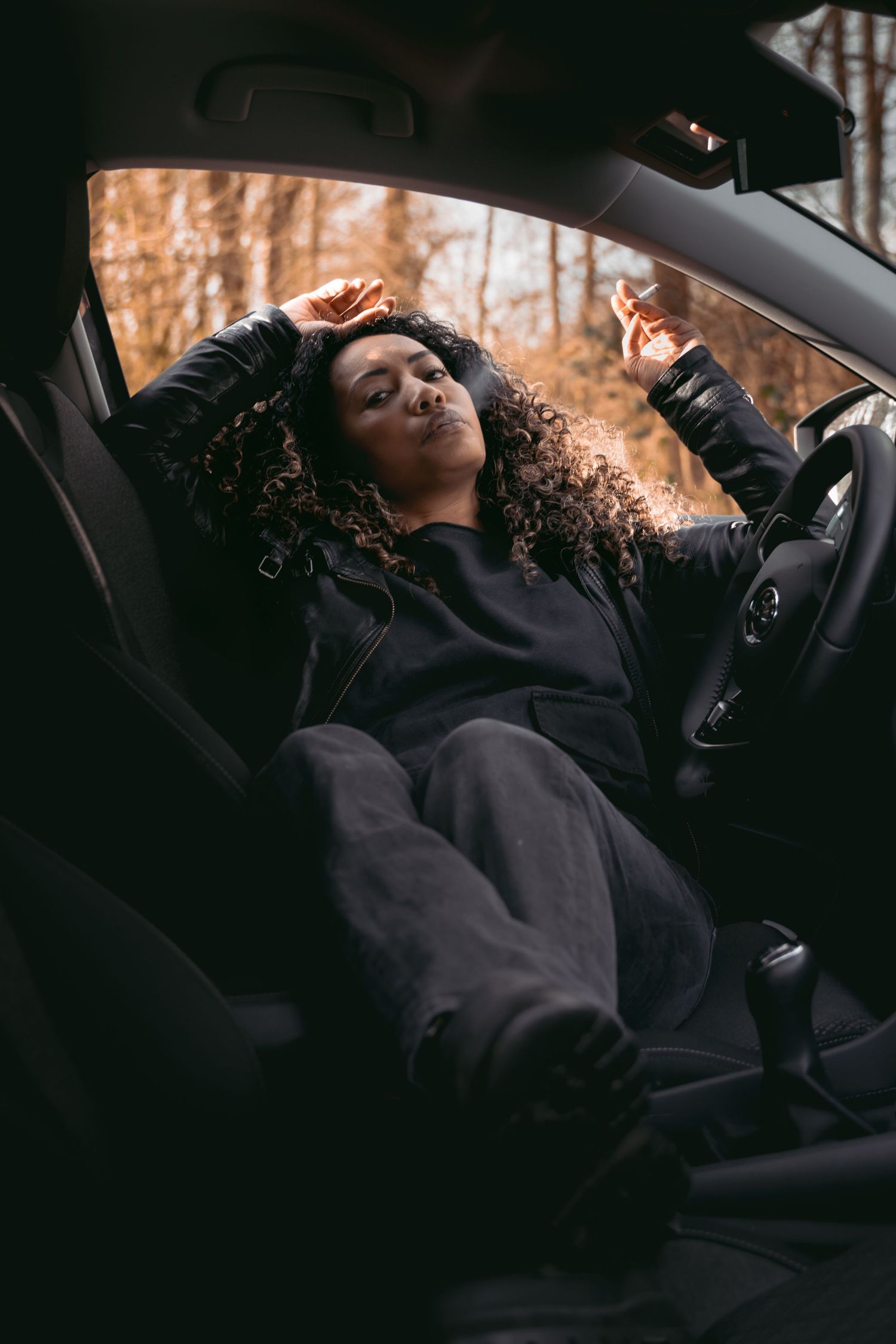 Stoere foto in auto, in Rotterdam