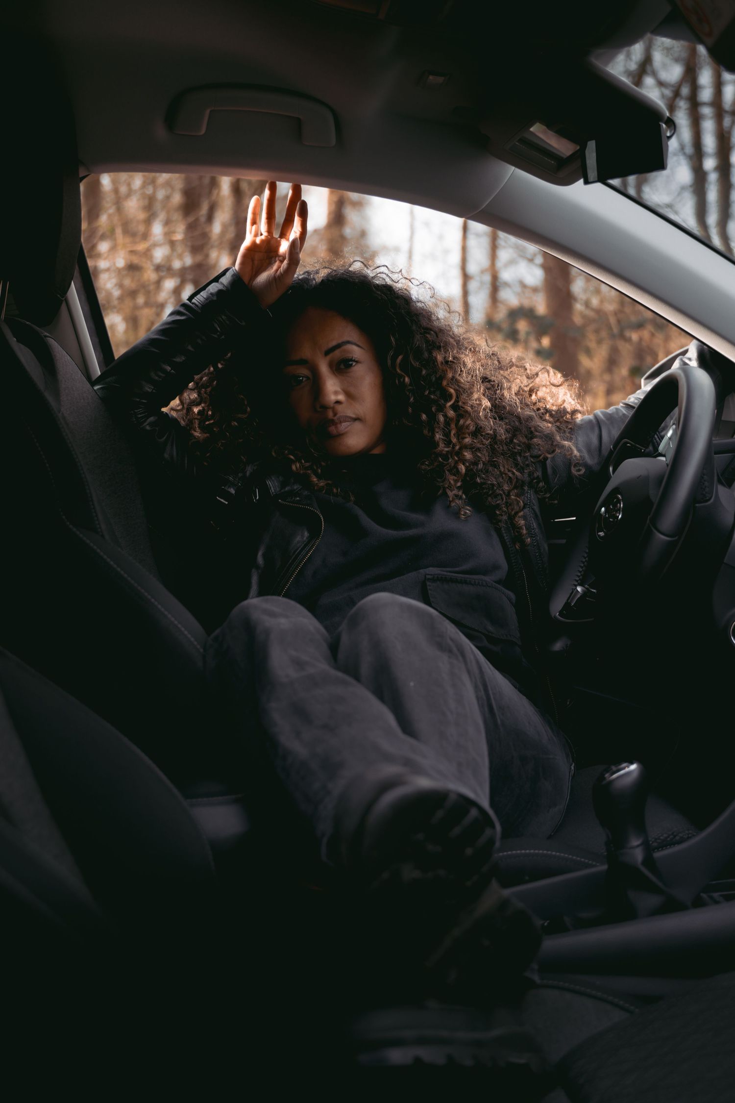 Stoere foto in auto, in Rotterdam