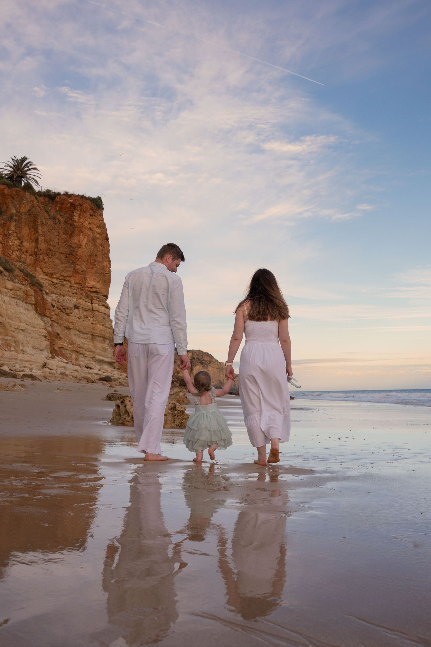 Family photoshoot at Praia Porto do Mos, Algarve, Portugal