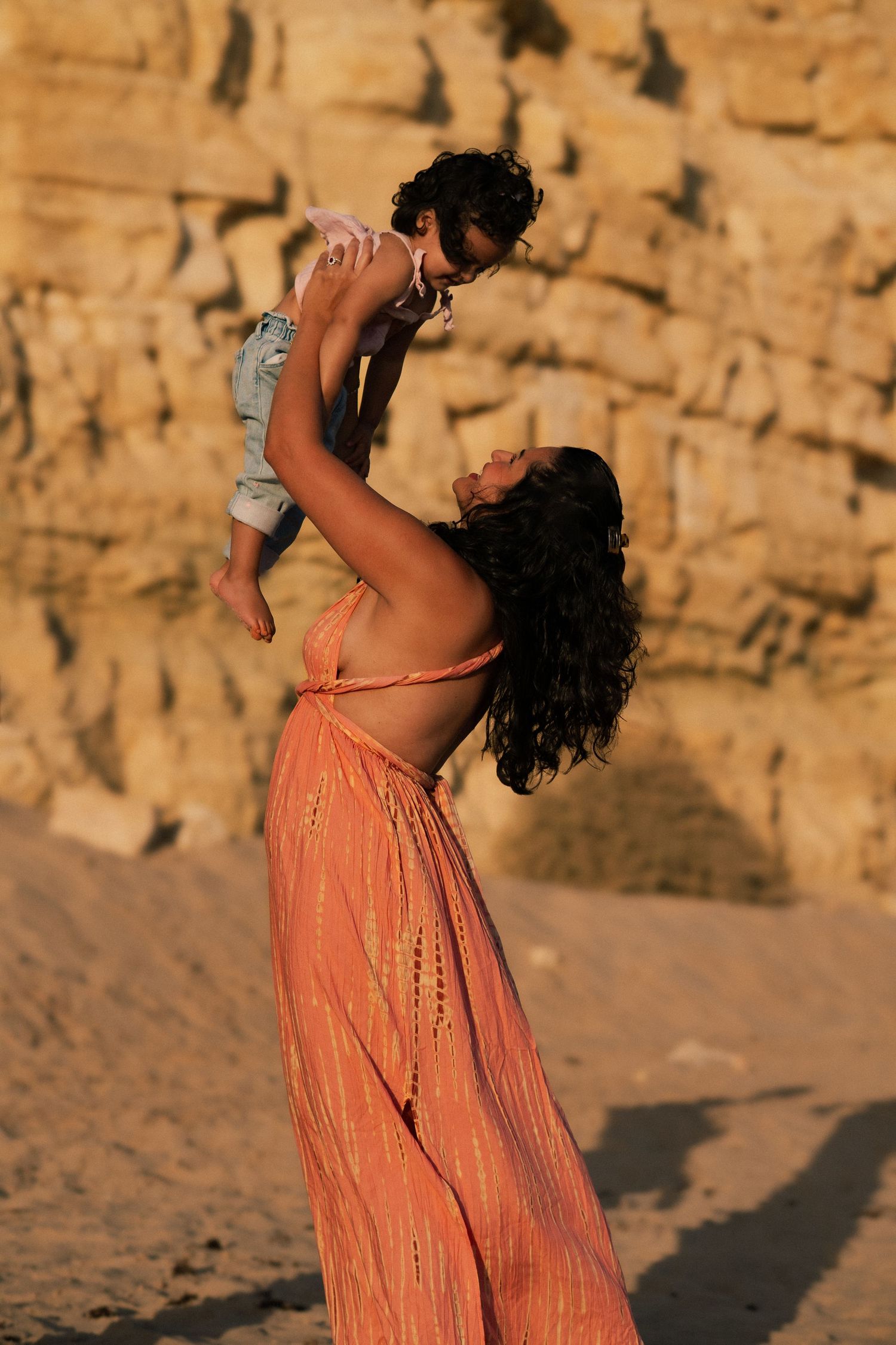 Family photoshoot at Praia Porto do Mos, Algarve, Portugal