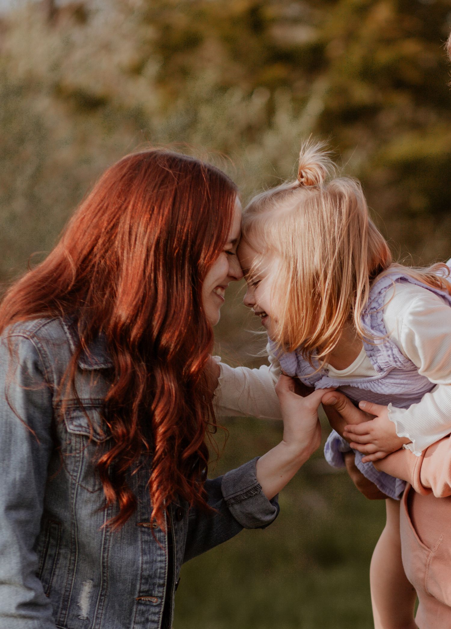 Playful sequence showing tender interactions in outdoor setting with golden light.